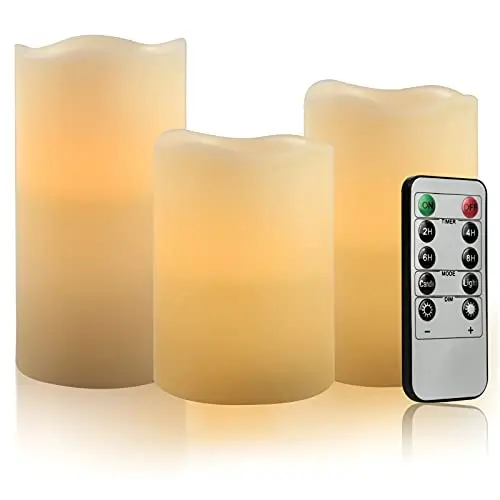 VETOUR LED Stumpenkerzen Set (3er) in Elfenbein mit Fernbedienung und 24h Timer