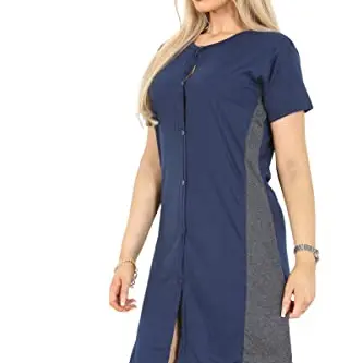 Bahob® Damen-Nachthemd aus Baumwolle, kurzärmelig, Loungewear in S-XXL