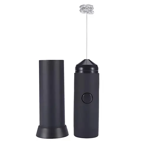 Milchaufschäumer und Mini Blender in 2 Farben - Handheld Edelstahl Mixer für Milchkaffee (Schwarz)