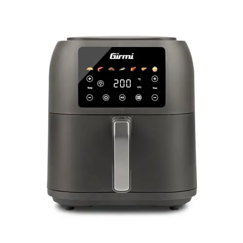 Girmi FG92 Ecofrit Deep Heißluftfritteuse 8L, 1700 W, digital mit 7 Programmen, inkl. Rezeptbuch, mattgrau