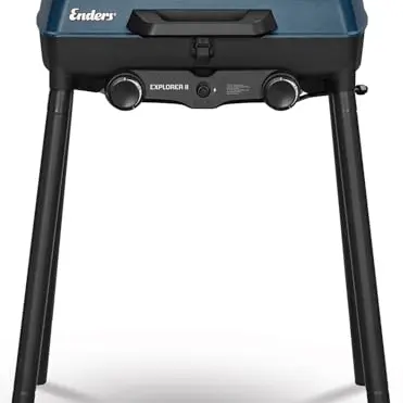Enders Camping Gasgrill EXPLORER II mit Thermometer, 2 Edelstahl-Brenner, kompakter Balkon-Picknick-Grill