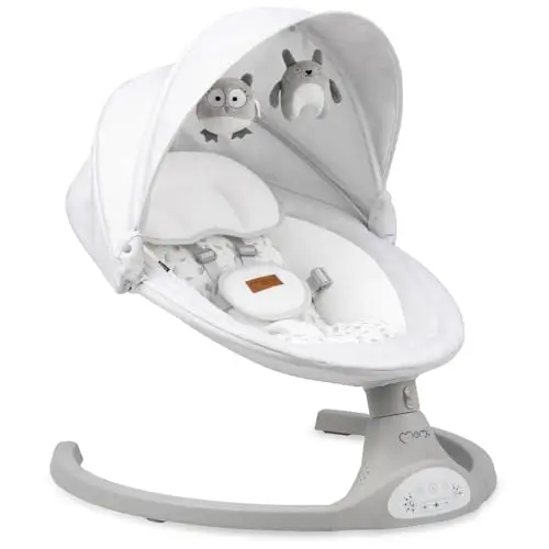 MoMi KENANI Babywippe, klappbar, mit Fernbedienung & Bluetooth, 5-Punkt-Sicherheitsgurt, Sonnenschutz