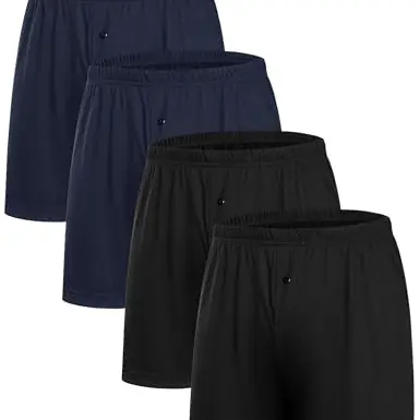 Uniexcosm Herren Boxershorts 3er/5er Pack, Baumwolle, atmungsaktive, lockere Unterwäsche, schwarz & marineblau, Größe L