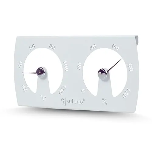 SULENO Sauna Klimamesser KJELL - Thermometer & Hygrometer für die Sauna (Weiß)