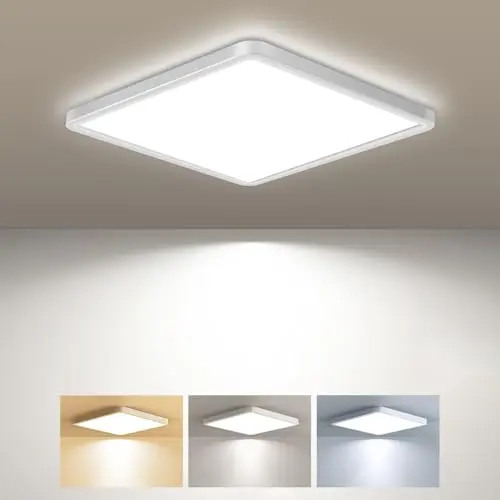 zemty LED Deckenleuchte 15W 1800LM Flach Warm Kalt Weiß – Ultradünn Modern für Bad, Wohnzimmer, Flur, Küche, Schlafzimmer