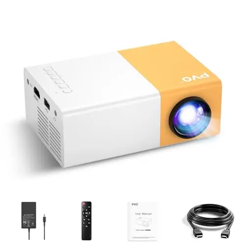 PVO Mini Beamer - Tragbarer LED Projektor für Kinder, Outdoor-Film und Heimkino
