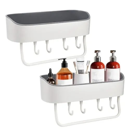 KYYGKY 2 Stück Duschablage ohne Bohren - Selbstklebendes Duschregal für Bad und Küche (27x10x6cm)