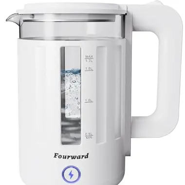 Fourward Wasserkocher - 1,7L Edelstahl Kettle, 2200W, BPA-frei, Weiß