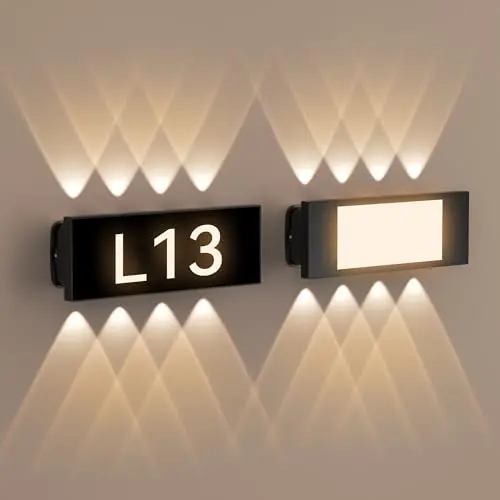 STASUN 2er Set DIY Hausnummer Wandleuchte, IP66 LED, 18W Warmweiß, Moderne Beleuchtung für Innen und Außen