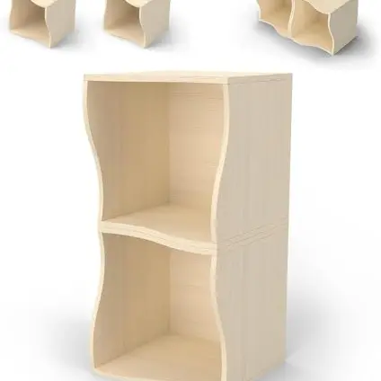 Sarben Modulares Würfelregal 2er Set – Welliges Design, Kombinierbares Holzregal für Büro, Wohnzimmer und Schlafzimmer
