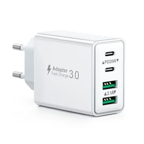 USB C 40W Ladegerät mit 4 Ports - Schnellladegerät für iPhone, iPad, Samsung und mehr