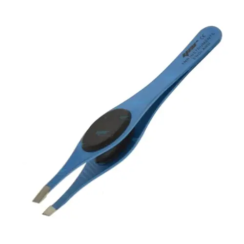 YNR England Pro Augenbrauenpinzette mit Gummigriff (Hellblau und Schwarz)