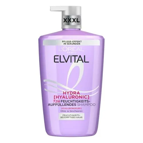 L'Oréal Paris Elvital Hydra Hyaluronic XXL Shampoo für glänzendes Haar, 1000ml