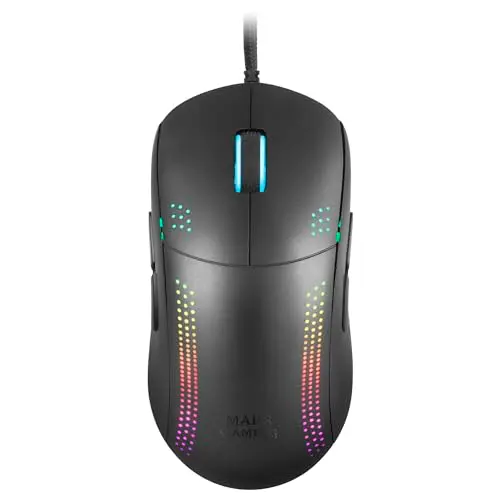 Mars Gaming MMPRO Schwarz - Ultra-Leichtgewicht Maus mit RGB Chroma für Beidhänder, 32K DPI
