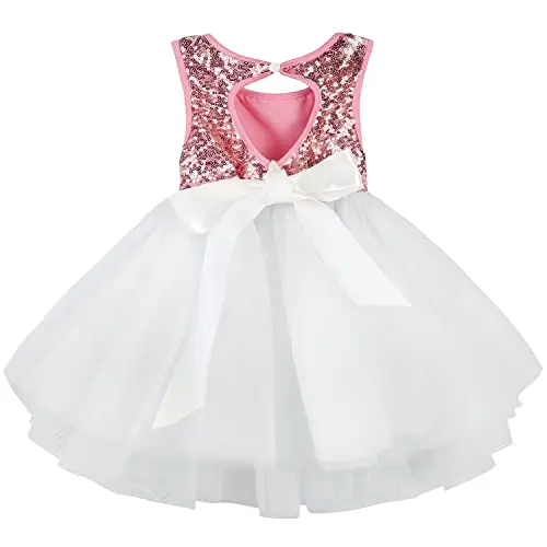AGQT Baby Mädchen Tutu Kleid - Ärmellos, Partykleid für Prinzessinnen, Hellrosa, 18-24 Monate