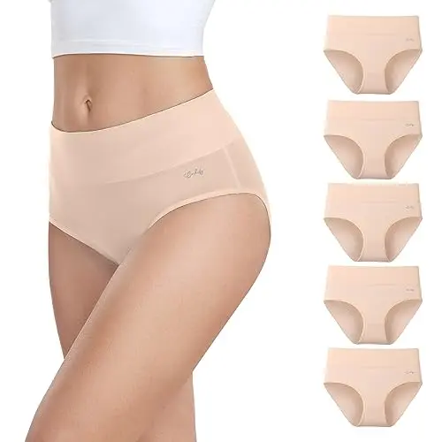 anqier Damen Unterhosen, 5er Pack Hohe Taille Baumwolle Slips, Atmungsaktive und Weiche Panties