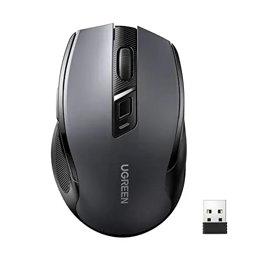 UGREEN Wireless Mouse 4000 DPI, Ergonomisches Design, 18 Monate Akkulaufzeit, kompatibel mit Windows, macOS, Linux (Schwarz)