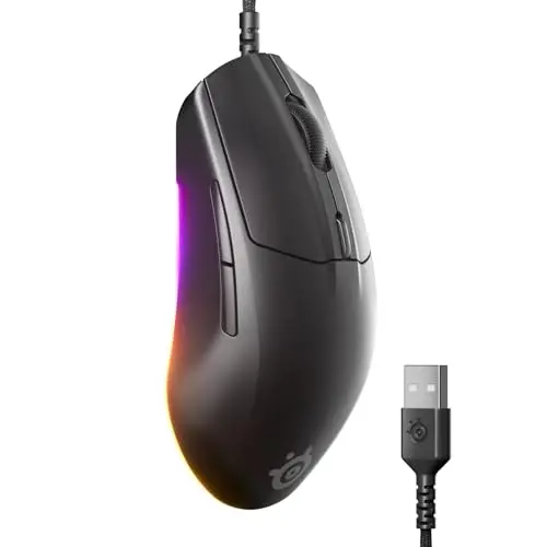 SteelSeries Rival 3 Gen 2 Gaming-Maus, 8500 DPI, RGB, leicht, präzise, langlebig, schwarz