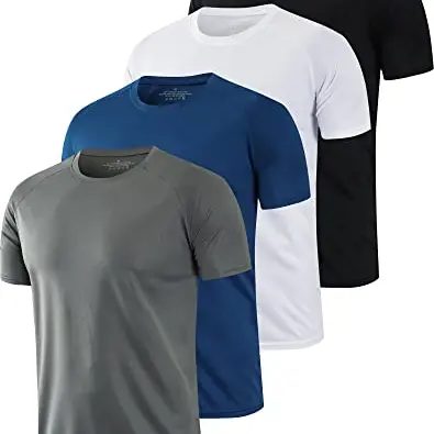 HOPLYNN 4er Funktionsshirt Herren Kurzarm Laufshirt Schnelltrocknend Atmungsaktiv - Weiß Schwarz Grau Navy