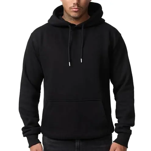 Smith & Solo Herren Kapuzenpullover - Sweatshirt mit Rundhalsausschnitt, Langarm, Slim-Fit, Training, Hoodie, Baumwollmischung, Schwarz, Größe S