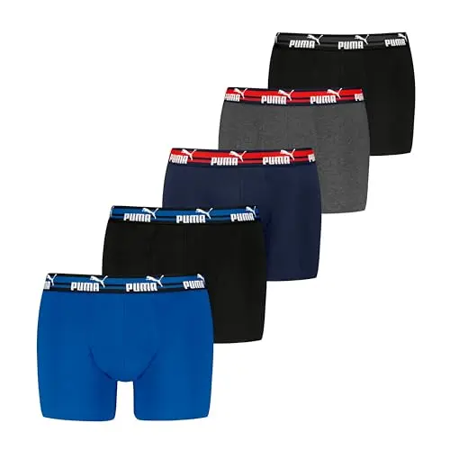 Puma Herren Bold Logo Boxer, Blau/Grau/Schwarz, Größe L