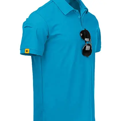 Geeksport Herren Poloshirt Kurzarm Casual Sport Shirt - Atmungsaktives Sommer Polo (Blau Grün, XXL)