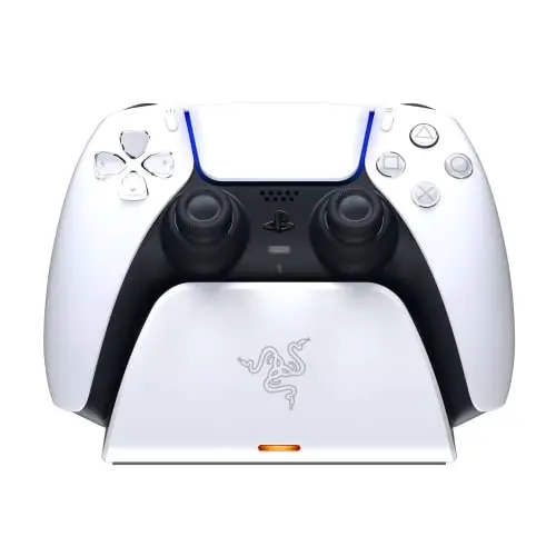 Razer Schnellladestation für PS5 Wireless-Controller, schnelles Laden, gebogenes Design, einfache Bedienung, USB Aufladung, weiß