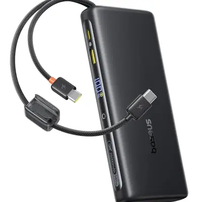 Baseus 145W 25000mAh Powerbank mit 2 USB-C, Schnellladung, für Laptop, Smartphone und Gaming-Geräte, Schwarz