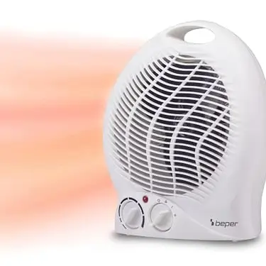 BEPER P203TER202 Heizlüfter, 2000W, 2 Wattstufen, mit Thermostat, Eco-Modus & Abschaltautomatik, Weiß
