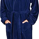 NY Threads Herren Bademantel aus flauschigem Fleece, kuschelig weich mit Schalkragen - Größe Groß, Marine