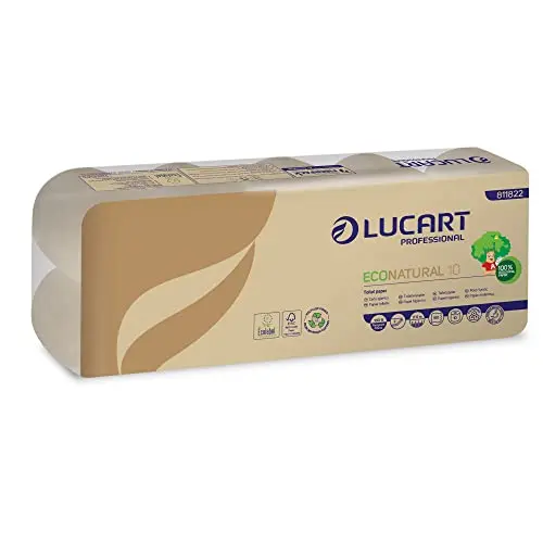 Lucart EcoNatural Toilettenpapierrolle, 180-lagig, 12 Packungen, ideal für öffentliche Bäder und Büros