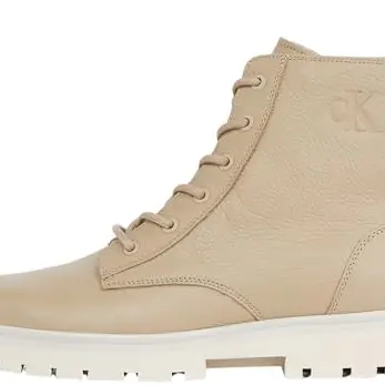 Calvin Klein Herren Mid Boot Stiefel, Schnürstiefel, Mehrfarbig (Travertine/Eggshell), Größe 46
