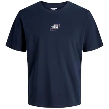 JACK & JONES Herren T-Shirt Jjecorp Logo Crew Neck, Navy Blazer, Größe S
