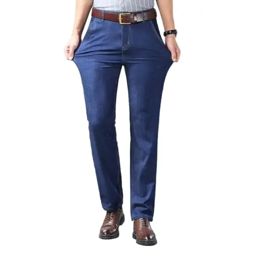 Hanraz Herren Slim Fit Jeans, Schwarze Stretch-Denim Hose, Slim Fit, bequeme Alltagshose für Freizeit und Business, S-6XL