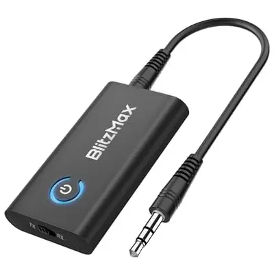 BlitzMax Bluetooth 5.2 Audio Adapter, 2-in-1 Empfänger-Transmitter, tragbar für PC/TV/Auto-Soundsystem
