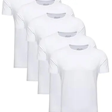 Yazubi 5er Pack Oversize Herren Baumwoll T-Shirts Weiß