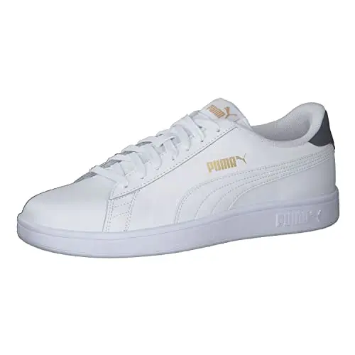 PUMA Smash v2 L Low-Top Sneakers für Unisex, Weiß und Blau, Größe 42 EU