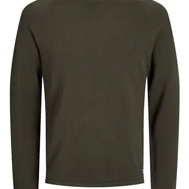 JACK & JONES Herren Rundhals Strickpullover Langarm in Oliv, Größe L