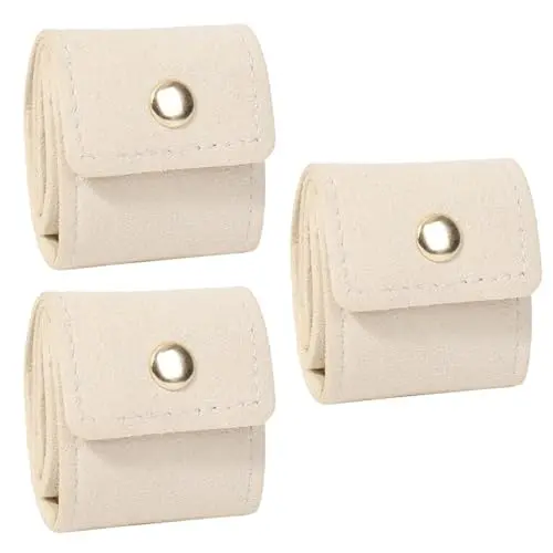 BDKMMS Schmuckbeutel (3 Stück), faltbare Tasche mit 4 Fächern & Metallschnalle, tragbarer Organizer für Ringe, Ohrringe & Halsketten