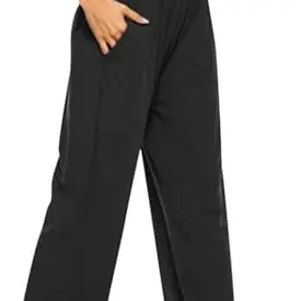Hanaoops Damen Sportliche Hose mit weitem Bein und hoher Taille für Fitness und Alltag