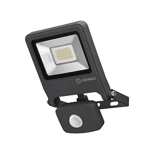 LEDVANCE LED Fluter für Außenanwendungen, Warmweiß mit Bewegungssensor, Dunkelgrau