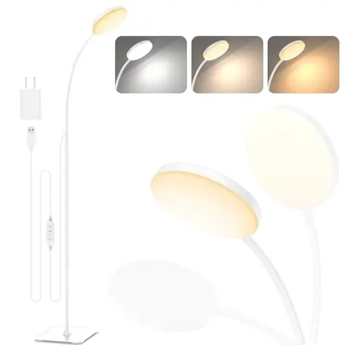 Mojimdo Stehlampe, Dimmbar LED Leselampe in 3 Farben, Flexible Stehleuchte für Kinderzimmer, Büro und Wohnzimmer