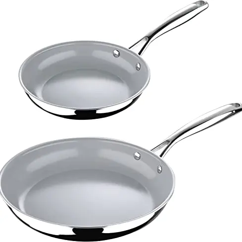 MasterPRO ARGENT Bratpfannen-Set 20cm und 24cm - Edelstahl mit Keramikbeschichtung - Induktionsgeeignet und Backofenfest
