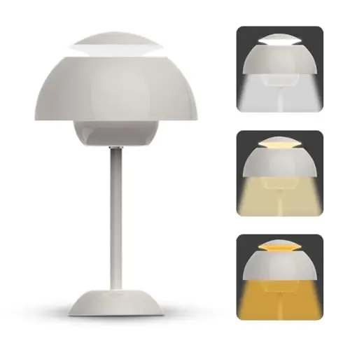Zinueen LED Blumentopf Tischlampe, Kabellos, Touch Dimmbar, Retro, für Büro und Schlafzimmer (Grau)