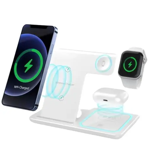 3-in-1 Kabelloses Ladegerät für iPhone und Apple Watch, 15W Ladestation für iPhone 16-11 & Watch 9-4