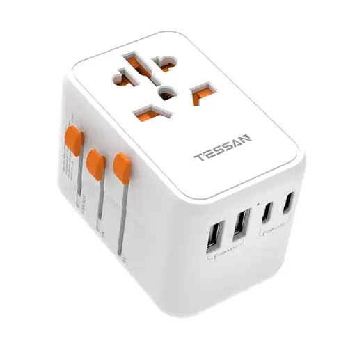 TESSAN 100W Reiseadapter mit 3 USB-C und 2 USB-A, Universeller Steckdosenadapter für Reisen