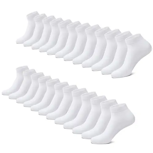 FALARY Sneaker Socken 12 Paar Baumwolle Weiß für Herren und Damen 39-42