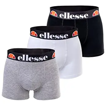 ellesse Grillo Herren Trunk Shorts 3er Set - Schwarz/Grau/Weiß, Größe S