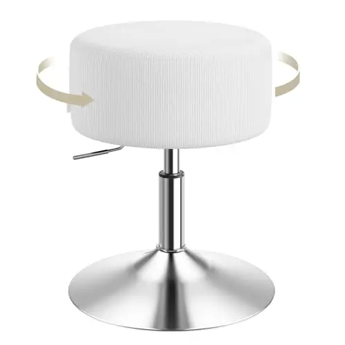 WOLTU Schminktisch Hocker - Höhenverstellbar, 360° Drehbar, Bequemer Cord Barhocker in Weiß für Schminktisch und Schlafzimmer