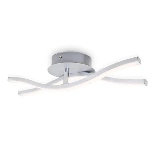 BRILONER LED Deckenlampe, warmweiß, geschwungen, 37x12x7,7 cm, alufarbig